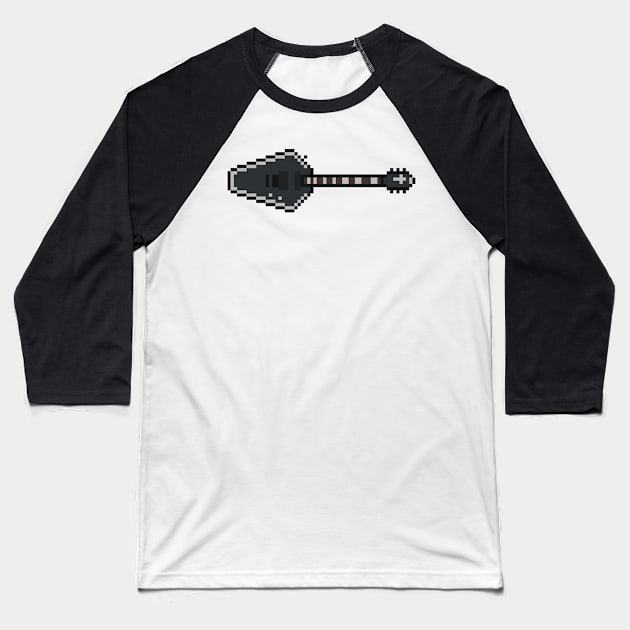 Pixel Graveyard Coffin Guitar Baseball T-Shirt by gkillerb